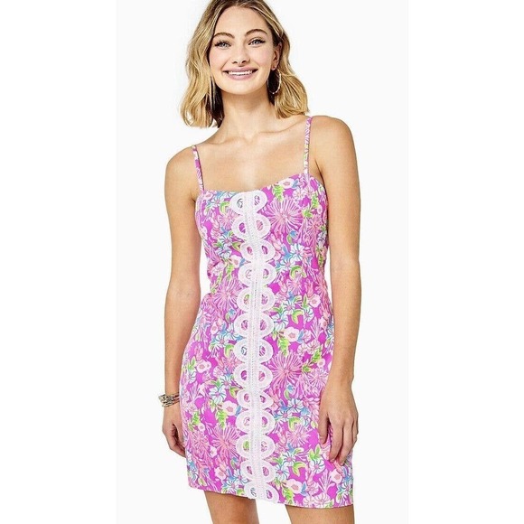 Lilly Pulitzer Shelli Stretch Dress Amethyst Moms The Word Pink Size 6 NWOT - Picture 1 of 12
